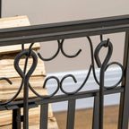 Black steel rack bar with heart-shaped and loop tool hooks