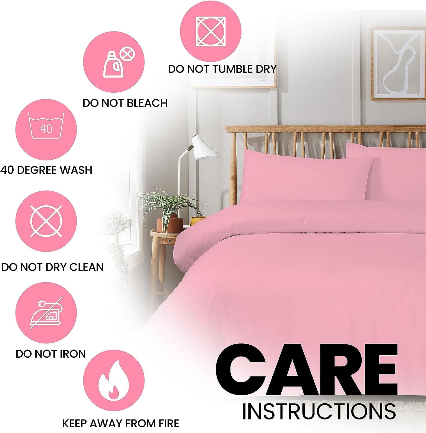 Plain Dye Luxurious Super Soft Duvet Set with Zipper Closure Easy Care Bed Linen in Various Sizes and Colours