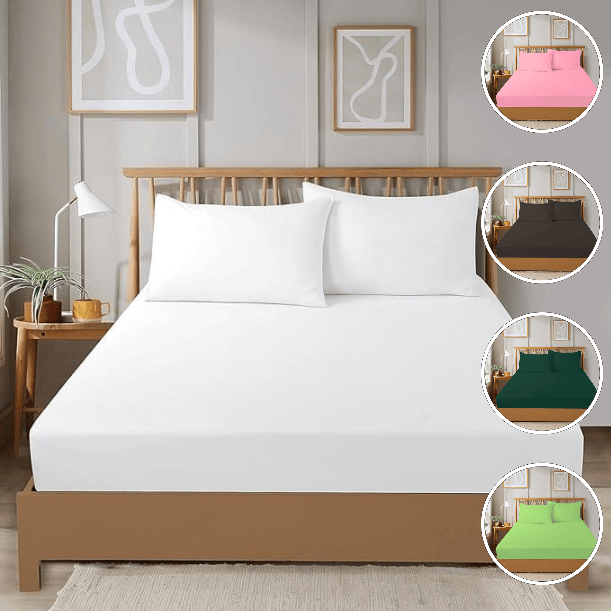 Plain Dye Luxurious Super Soft Fitted Sheets Easy Care Bed Linen Sets Multiple Colours Single Double King 3/4 Sizes