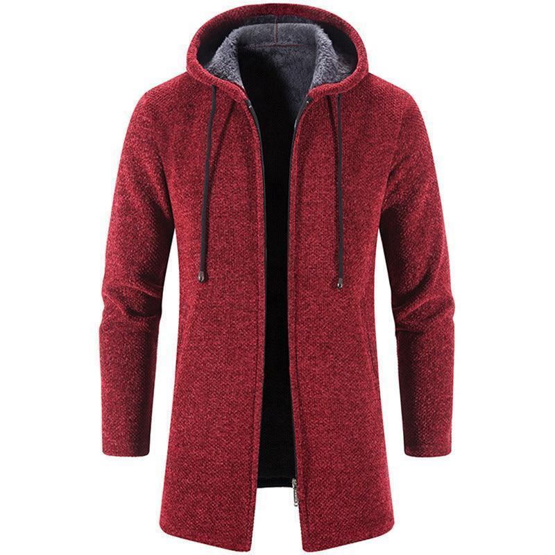 Plus Fleece Hooded Winter Cardigan Men Jacket