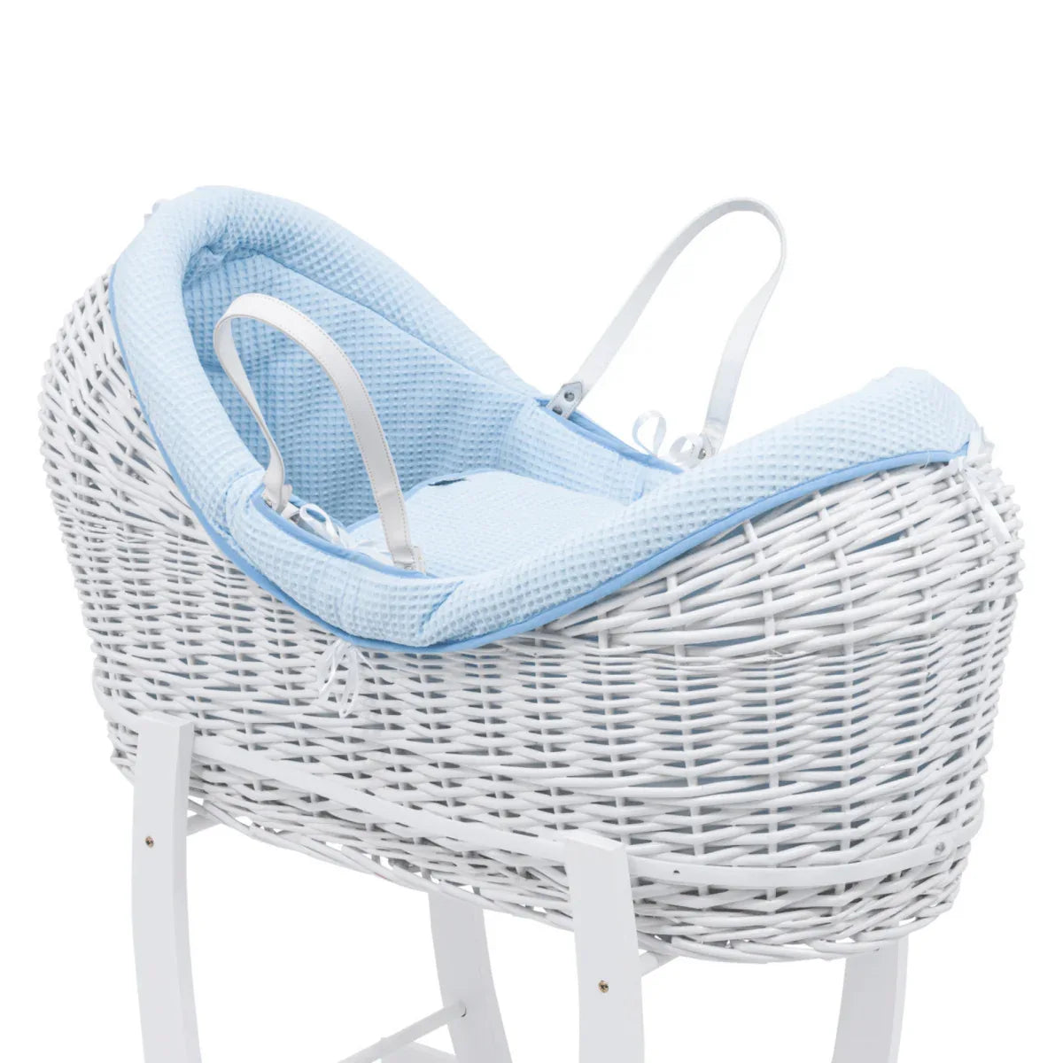Pod Blue Waffle Moses Basket Bedding Set - Bobobiy