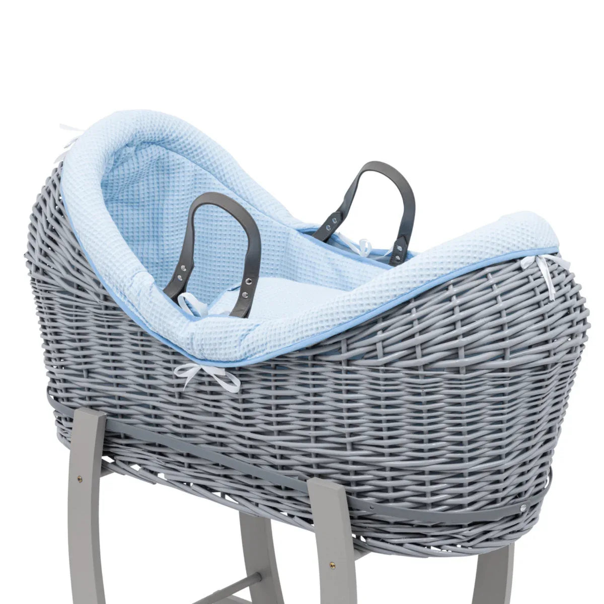 Pod Blue Waffle Moses Basket Bedding Set - Bobobiy