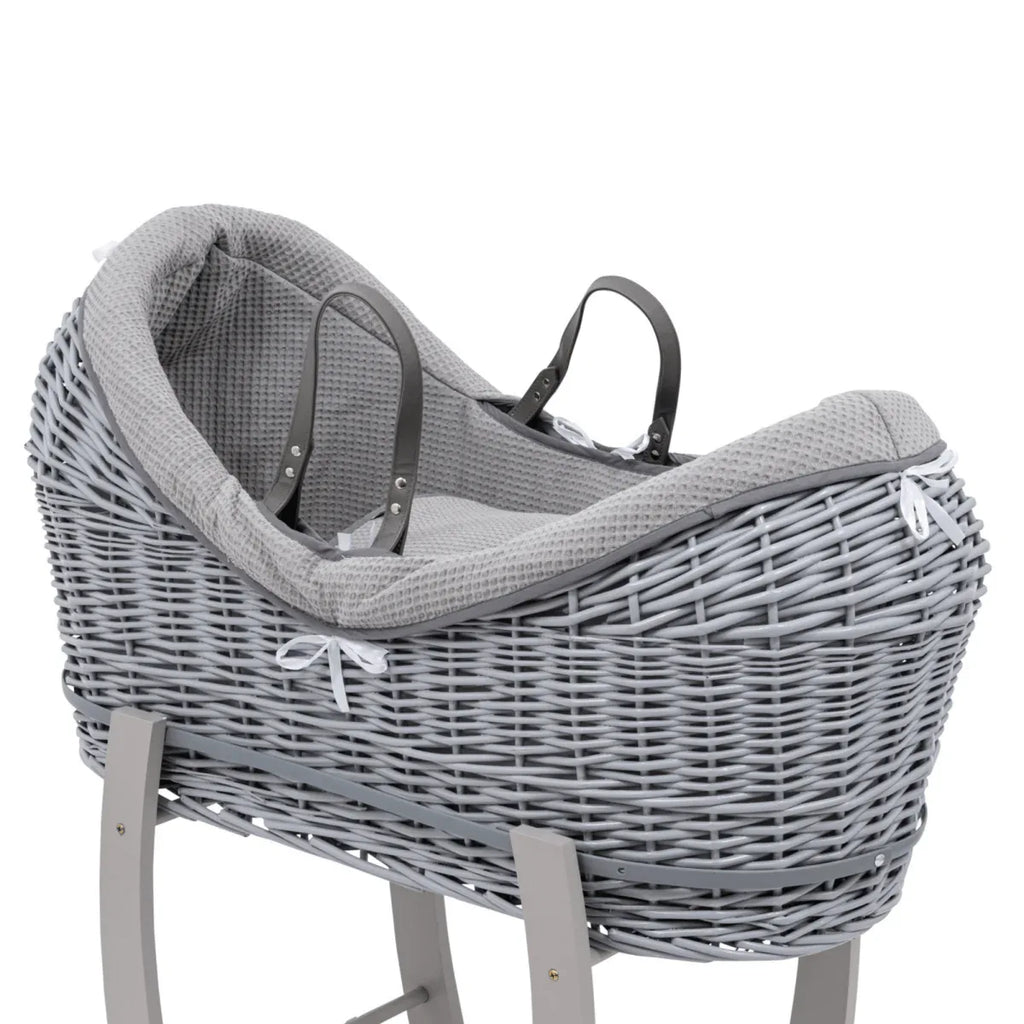 Pod Grey Waffle Moses Basket Bedding Set - Bobobiy