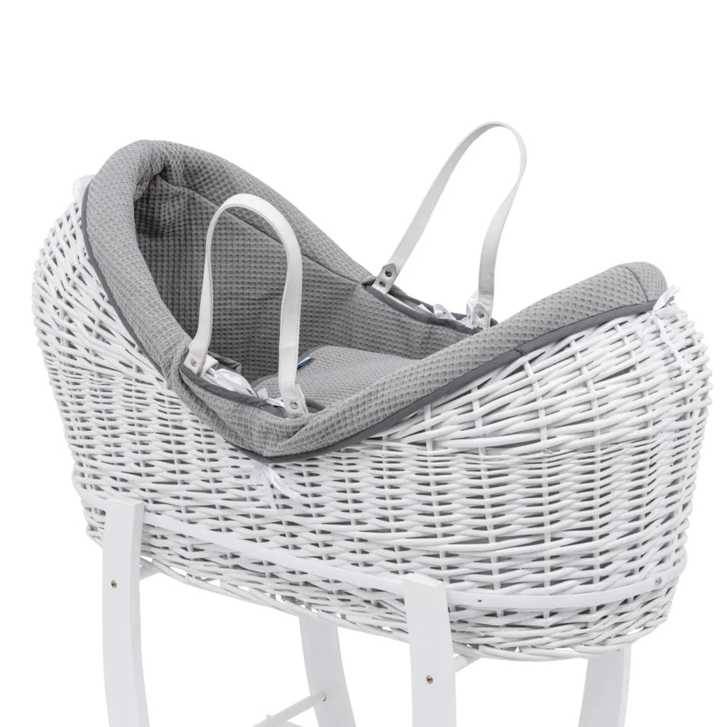 Pod Grey Waffle Moses Basket Bedding Set - Bobobiy