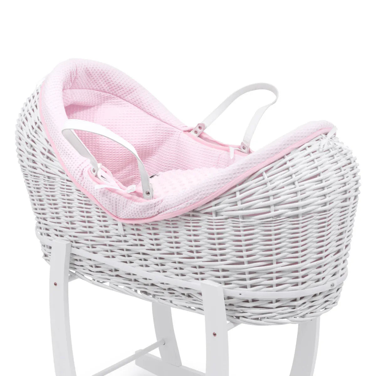 Pod Pink Waffle Moses Basket Bedding Set - Bobobiy