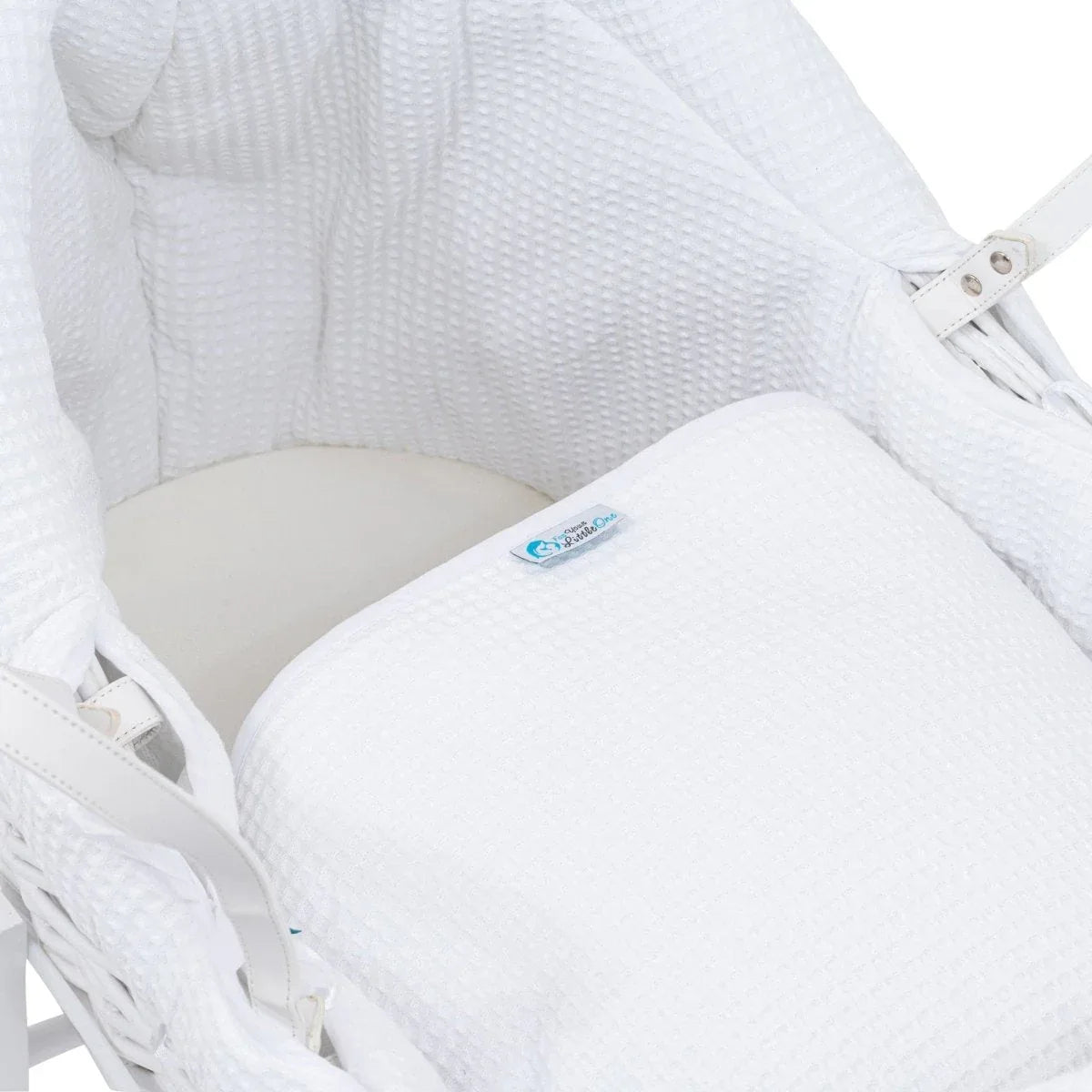 Pod White Waffle Moses Basket Bedding Set - Bobobiy
