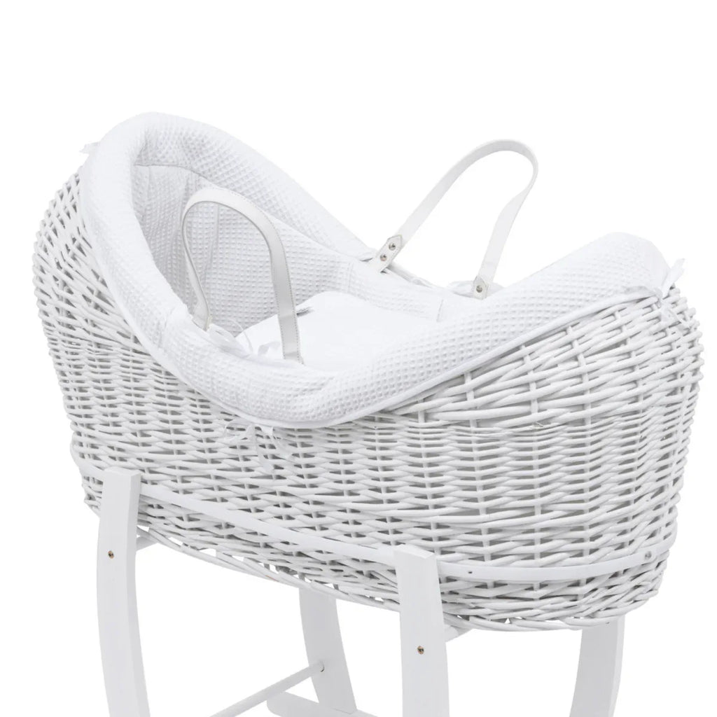 Pod White Waffle Moses Basket Bedding Set - Bobobiy