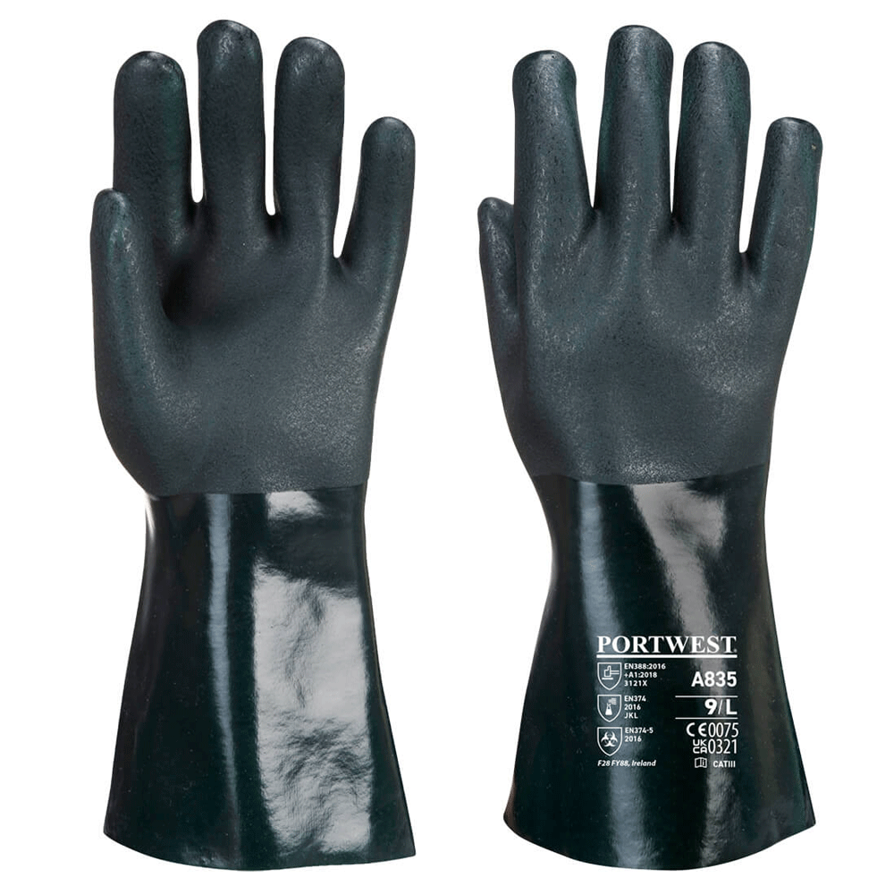 Portwest A835 Double Dipped PVC Gauntlet Glove 35cm