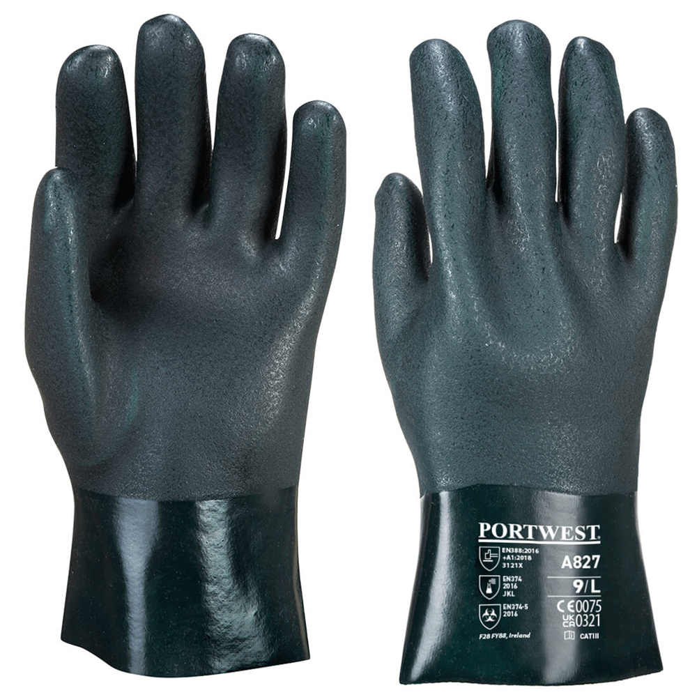 Portwest A827 Double Dipped PVC Gauntlet Glove 27cm