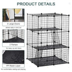 Black wire pet playpen detail view with two ramps and large door openings