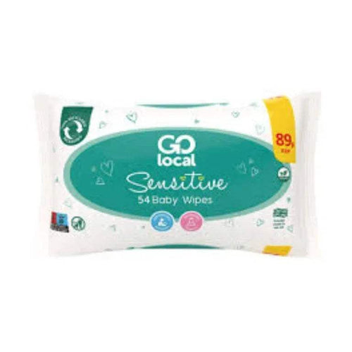 Go local Sensitive baby wipes pack, 54 wipes, wrapper