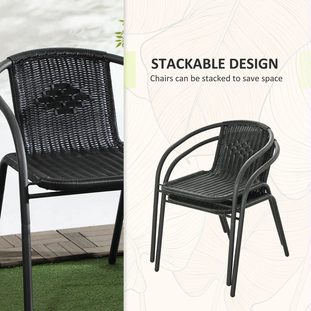 Outsunny 3 Piece Rattan Bistro Set Black