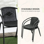 Outsunny 3 Piece Rattan Bistro Set Black
