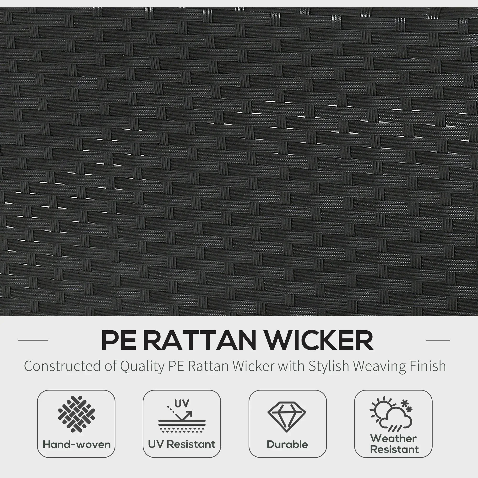 White Rattan Garden Furniture 4-Seater Outdoor Sofa Set with Coffee Table - White - Bobobiy