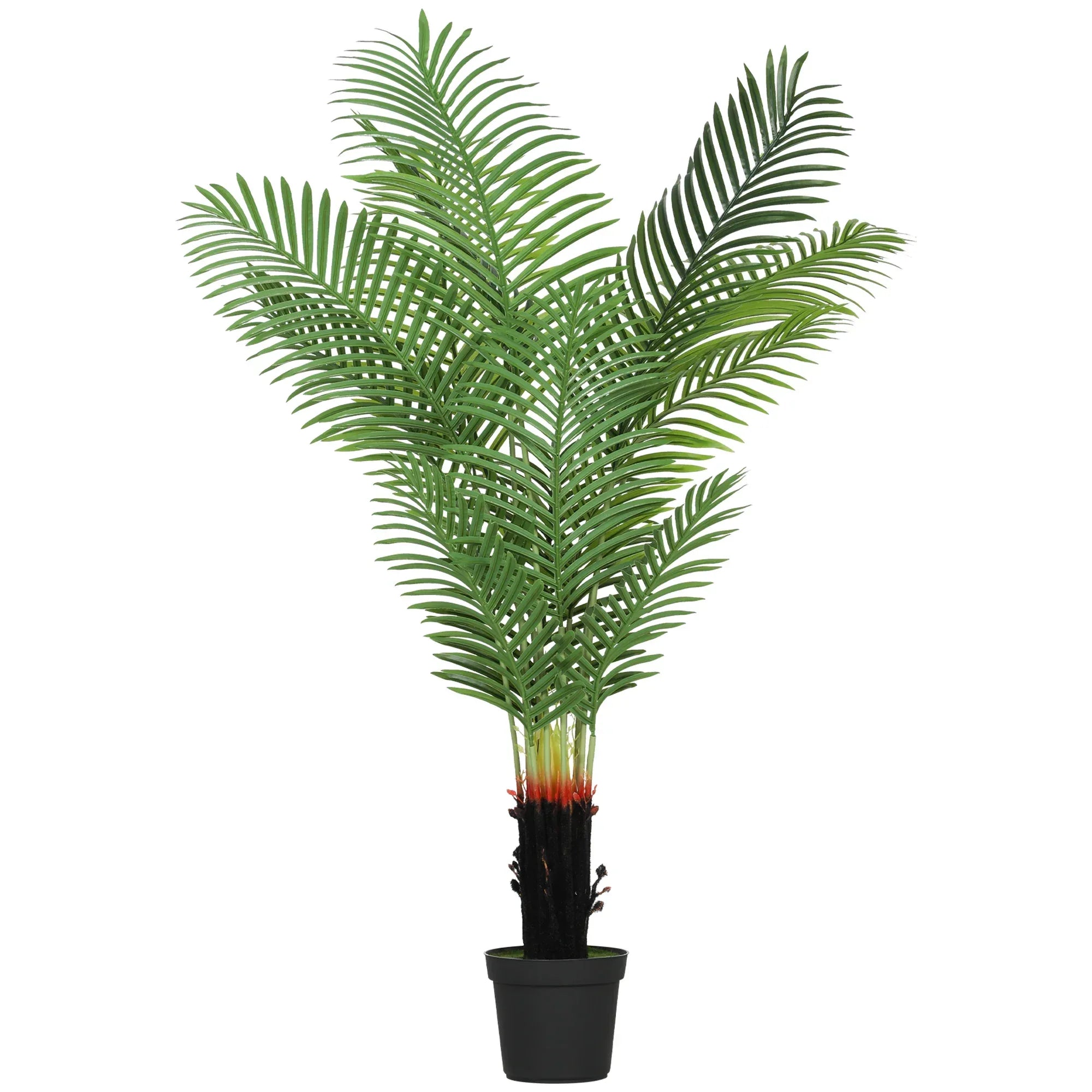 150cm Artificial Areca Palm Tree with 12 PE Leaves, Decorative Artificial Plant with Plastic Pot and Flocked Soil, Fake Plant for Home Office Decor, Green - Bobobiy