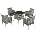 Five-Pieces Rattan Dining Set - Mixed Grey - Bobobiy