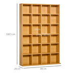 Beech wood CD storage cabinet with open cubbies and shelf spacing