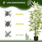 Artificial bamboo tree decor with green leaves in a black pot, indoor style