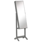 Grey full-length standing mirror cabinet with adjustable frame and base stand