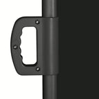 Black wall bracket with handle slot and mounting bolts for retractable panel