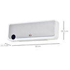White wall-mounted electric space heater with digital display and front vent opening