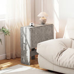 Grey folding drop-leaf table with compact folded leaf design