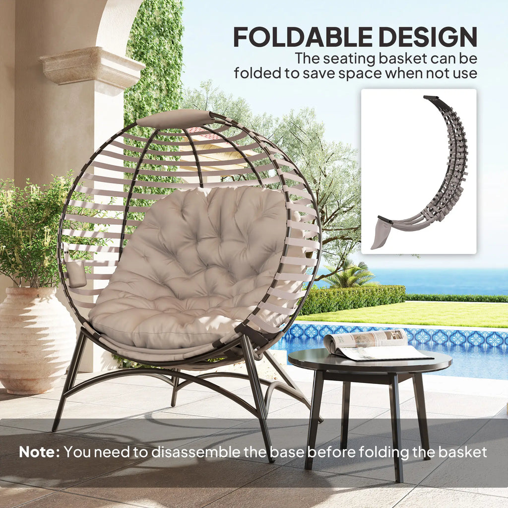 Outsunny Egg Chair with Cushion & Side Pocket Light Grey
