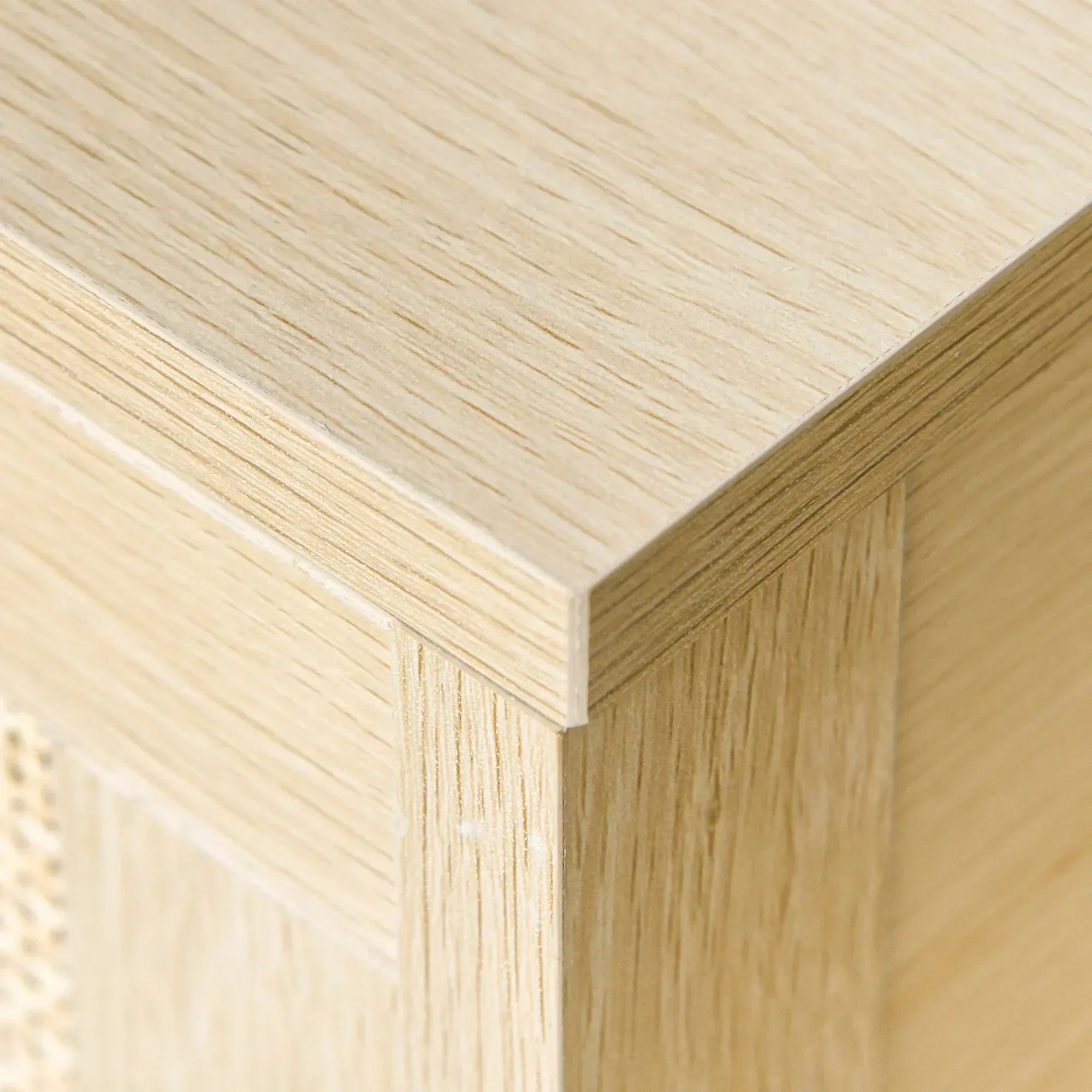 Nightstand with Rattan Drawer and Storage Shelf, Bedside End Table for Bedroom, Living Room - Bobobiy