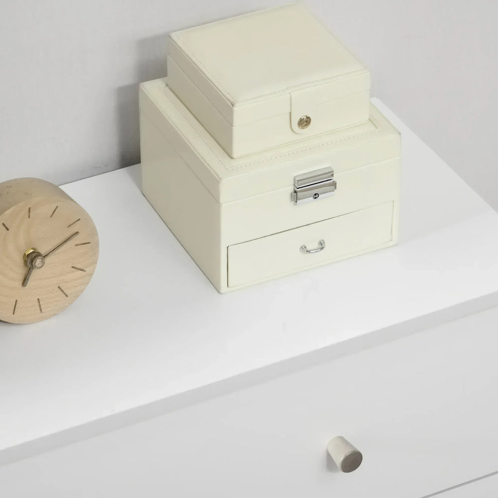 Chest of Drawers, 3-Drawer Storage Organiser Unit with Wood Legs for Bedroom, Living Room, White - Bobobiy