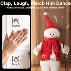 Touch-activated dancing Santa ski figure with red scarf, holding ski poles