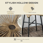 Round beige rattan tabletop with hollow weave and black metal legs