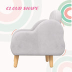 Grey cloud-shaped kids armchair front view with rounded back