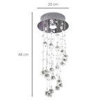 Silver crystal ceiling light chandelier with cascading hanging clear crystal strands