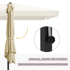 Khaki cantilever parasol with closed canopy fabric and manual crank mechanism