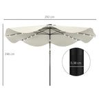 Cream LED umbrella canopy with 292 cm width and 248 cm height dimensions