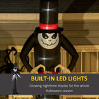 Black inflatable ghost torso with red-banded hat, glowing LED face and hands