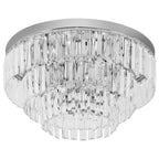 Silver crystallite ceiling chandelier with faceted clear crystal drops