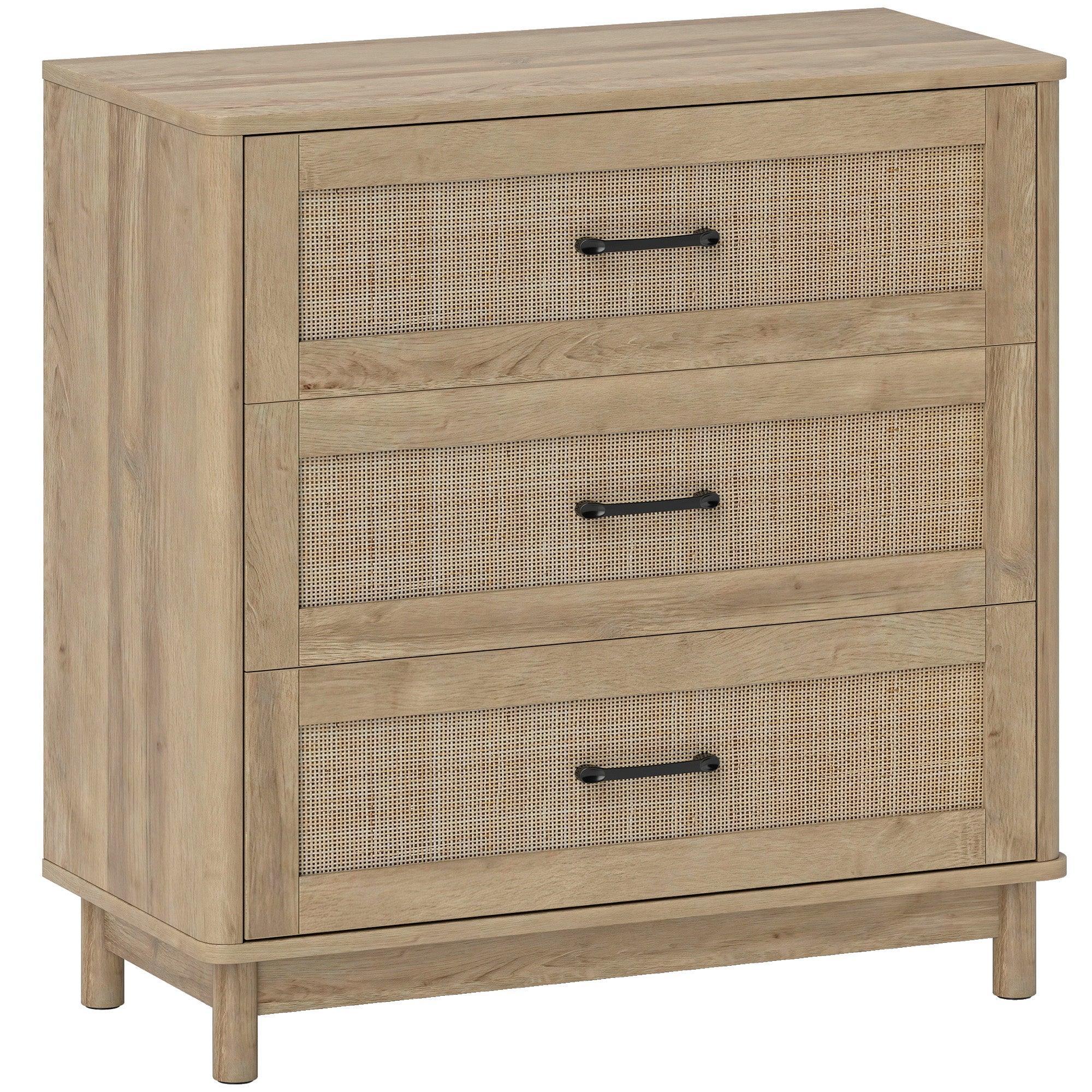 76 cm Wide Drawer Chest of Drawers with 3 Drawer - Oak - Bobobiy
