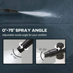 Green pressure washer with adjustable 0–75° spray nozzle head