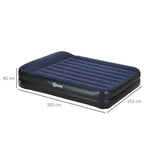 King-size air bed, blue top with dark gray sides; approx. 203 x 152 cm.