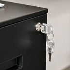 Black filing cabinet lock with chrome key cylinder and two keys