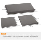 Grey cushion pad set size diagram showing large and small pad shapes