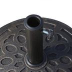Dark bronze resin parasol base with center pole and side locking knob