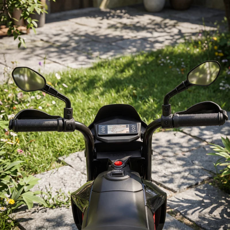 Black electric motorbike handlebars with center control display and mirrors