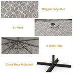 Grey geometric parasol canopy detail with air vent and 8 thick ribs