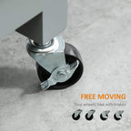 Grey kitchen trolley cart with caster wheels, two with brakes