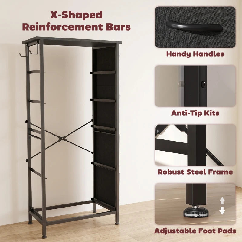 Black steel frame dresser with X-shaped reinforcement, handy handles, anti-tip kits.
