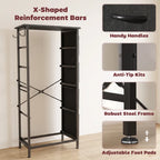 Black steel frame dresser with X-shaped reinforcement, handy handles, anti-tip kits.