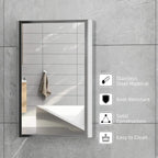 Stainless steel wall mirror cabinet with single door and reflective glass panel