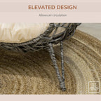 Grey elevated round cat bed house basket with tripod legs and cream cushion edge